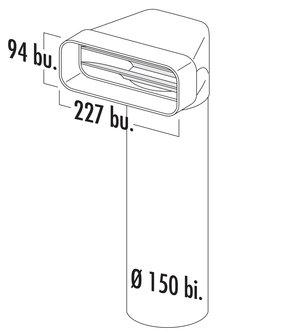 F-UR 150 omkeerstuk 90&deg; met ronde buis 500mm