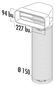 F-URX 150 omkeerstuk 90&deg; met flexibele slang 500mm