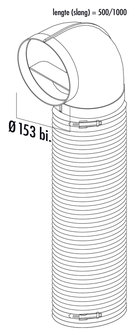 R-URX Flow 150 buisbocht 90&deg; met flexibele slang 500mm