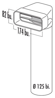 MF-UR 125 omkeerstuk 90° met ronde buis 500mm