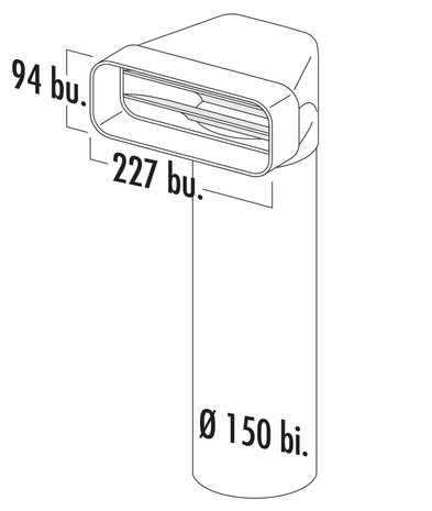 F-UR 150 omkeerstuk 90° met ronde buis 500mm