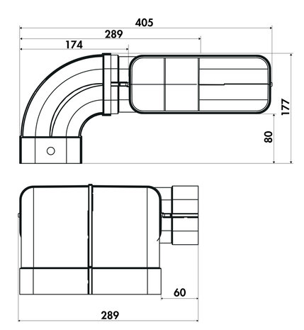 Flow 150 set met buizen voor kookplaatafzuiging