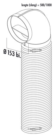 R-URX Flow 150 buisbocht 90° met flexibele slang 500mm