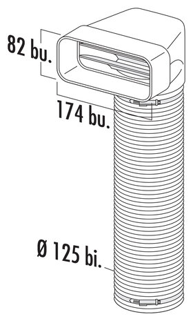 MF-UR 125 omkeerstuk 90&deg; met flexibele slang 500mm