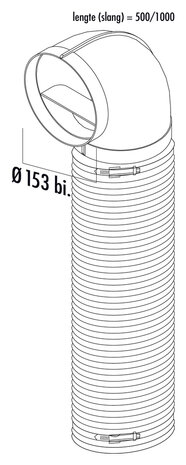 R-URX Flow 125 buisbocht 90&deg; met flexibele slang 500mm